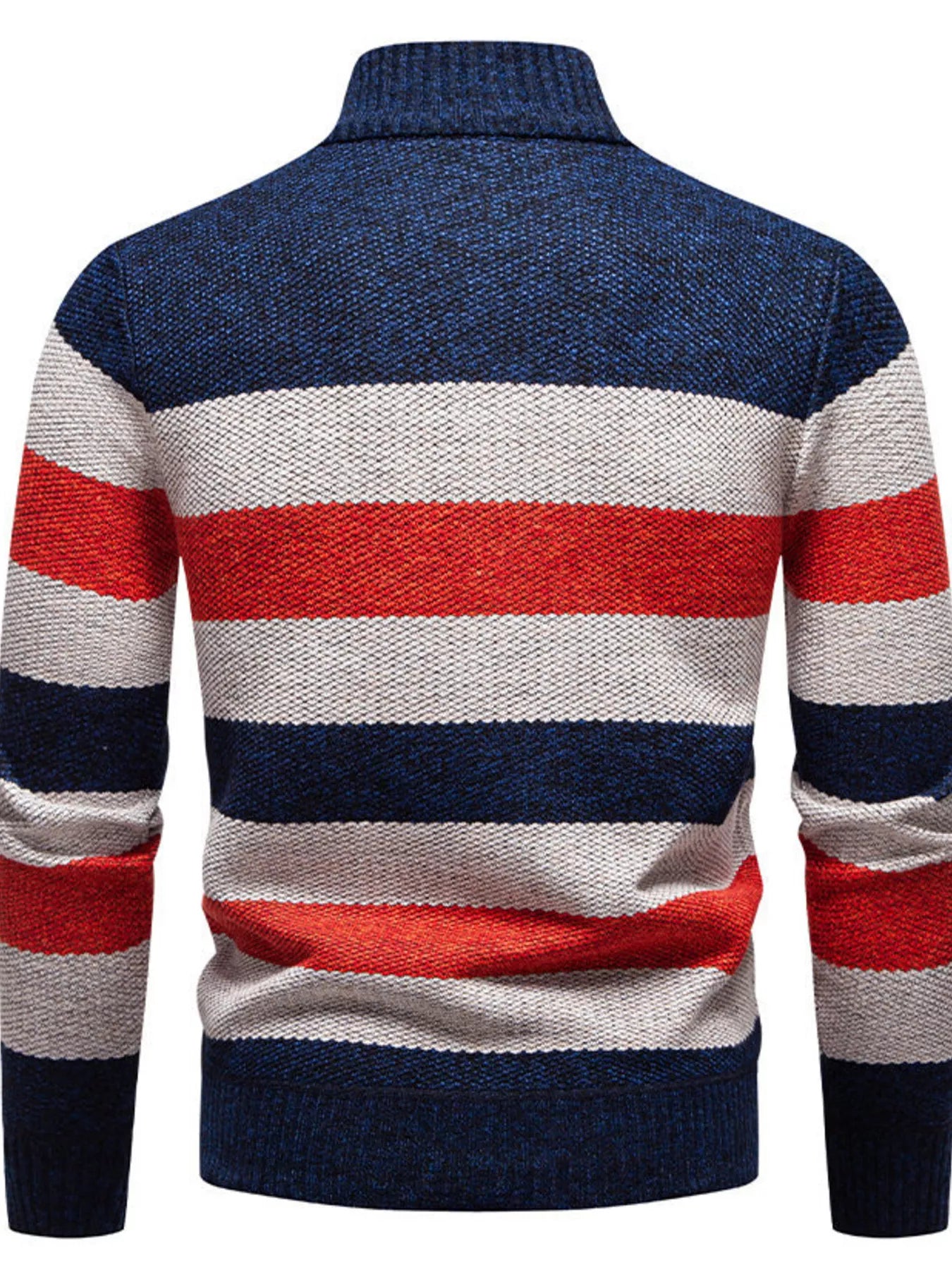 Men's Plus Size Striped Quarter-Zip Sweater