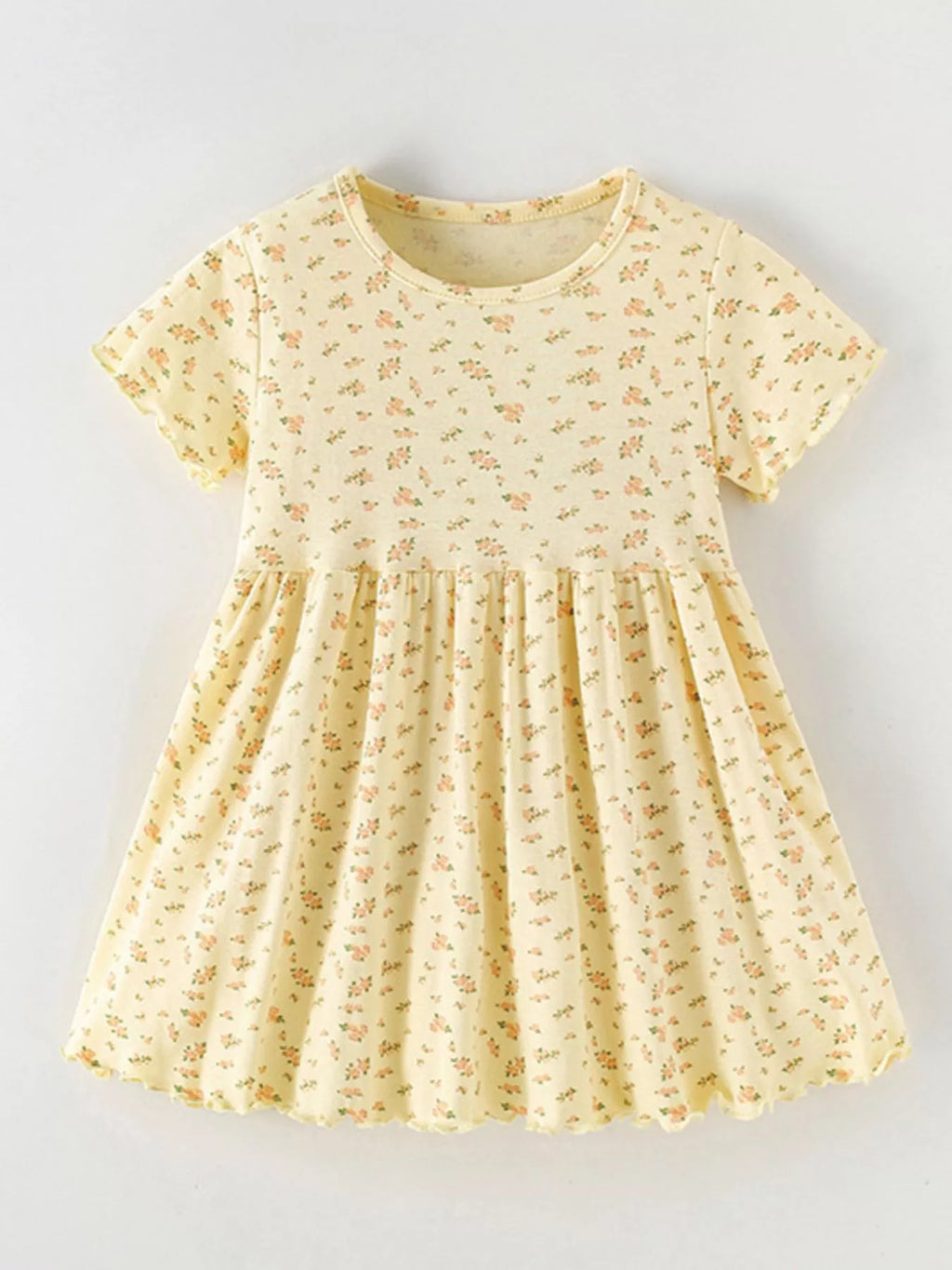 Children's Floral Print Short Sleeve Dress