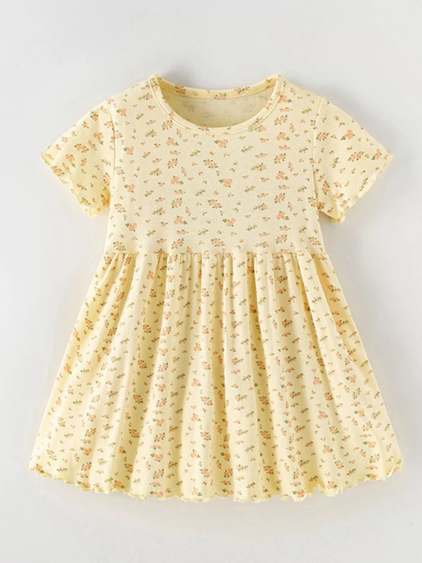 Children's Floral Print Short Sleeve Dress