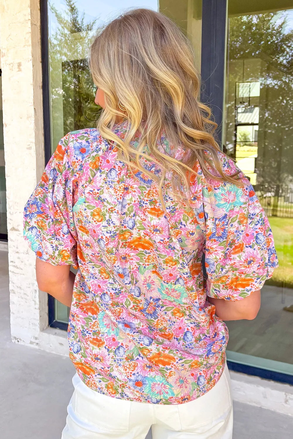 Floral Print Puff Sleeve Blouse