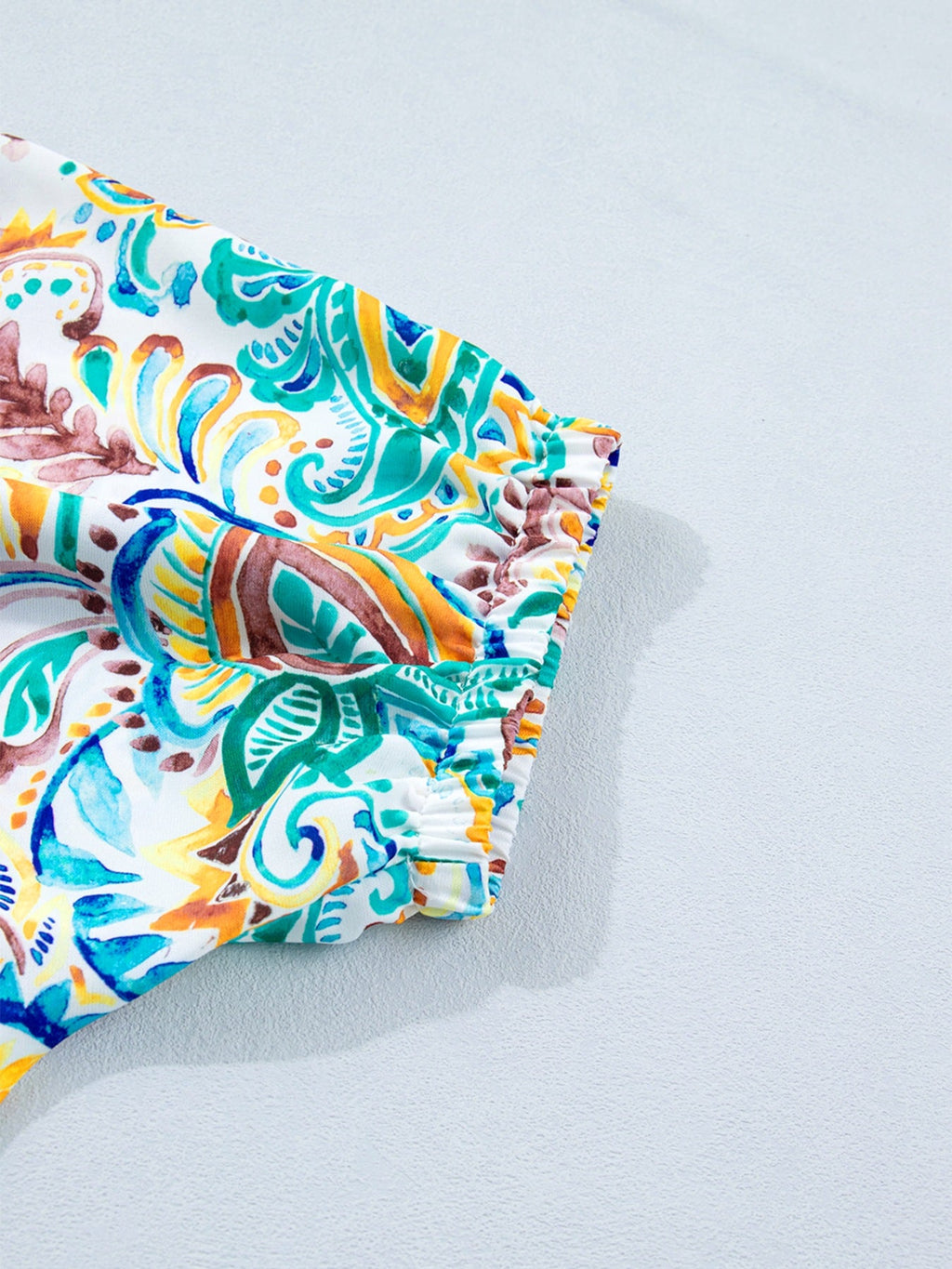 Paisley Floral Printed Puff Sleeve Blouse