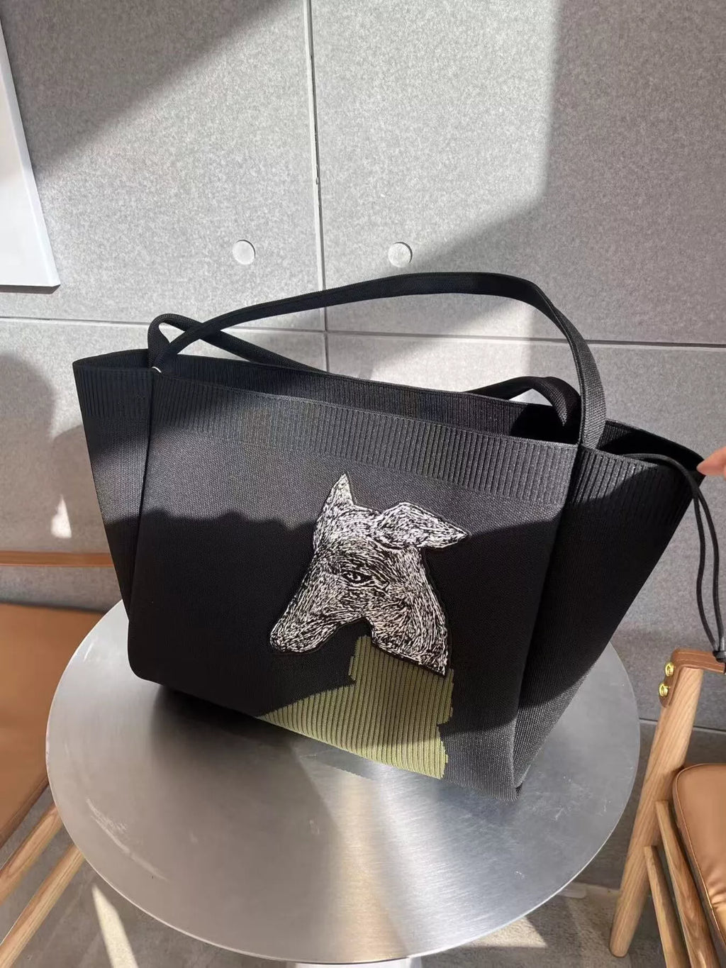 Dog Knit Shoulder Bag