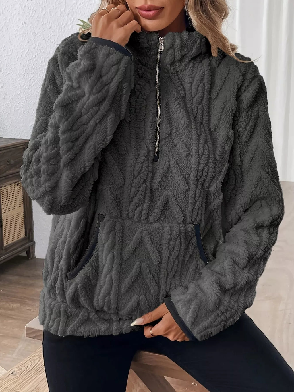 Cozy Sherpa Half Zip Sweatshirt