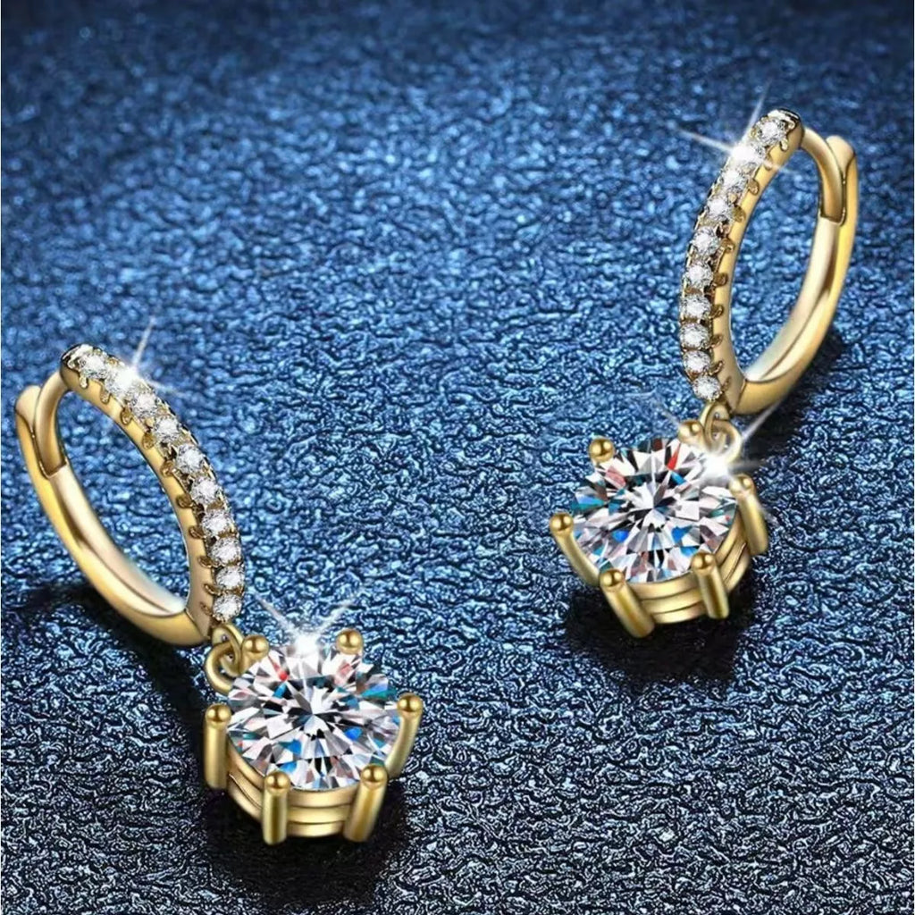 1 Carat 925 Sterling Silver Moissanite Drop Earrings