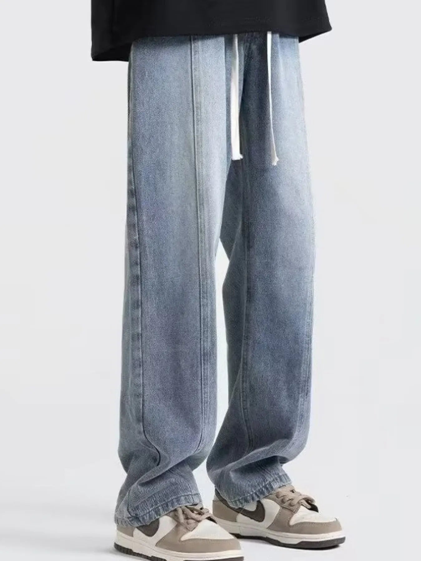 Men's Full Size Vintage Wash Wide Leg Jeans Plus Size