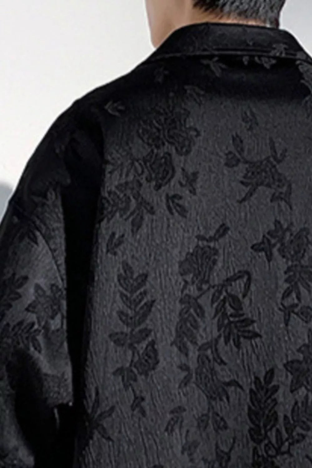Men's Plus Size Floral Jacquard Short Sleeve Shirt