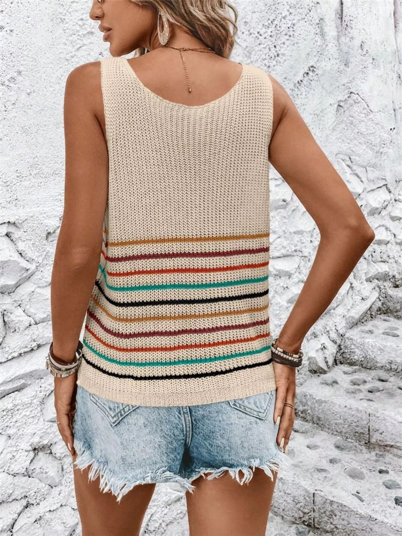 Striped V-Neck Sweater Vest