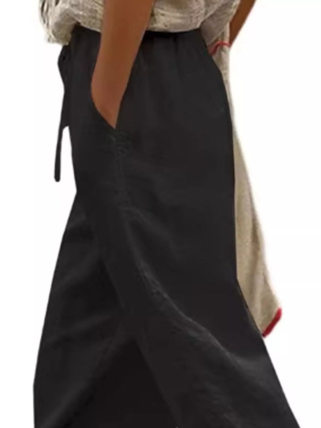 Casual Linen Drawstring Cropped Pants