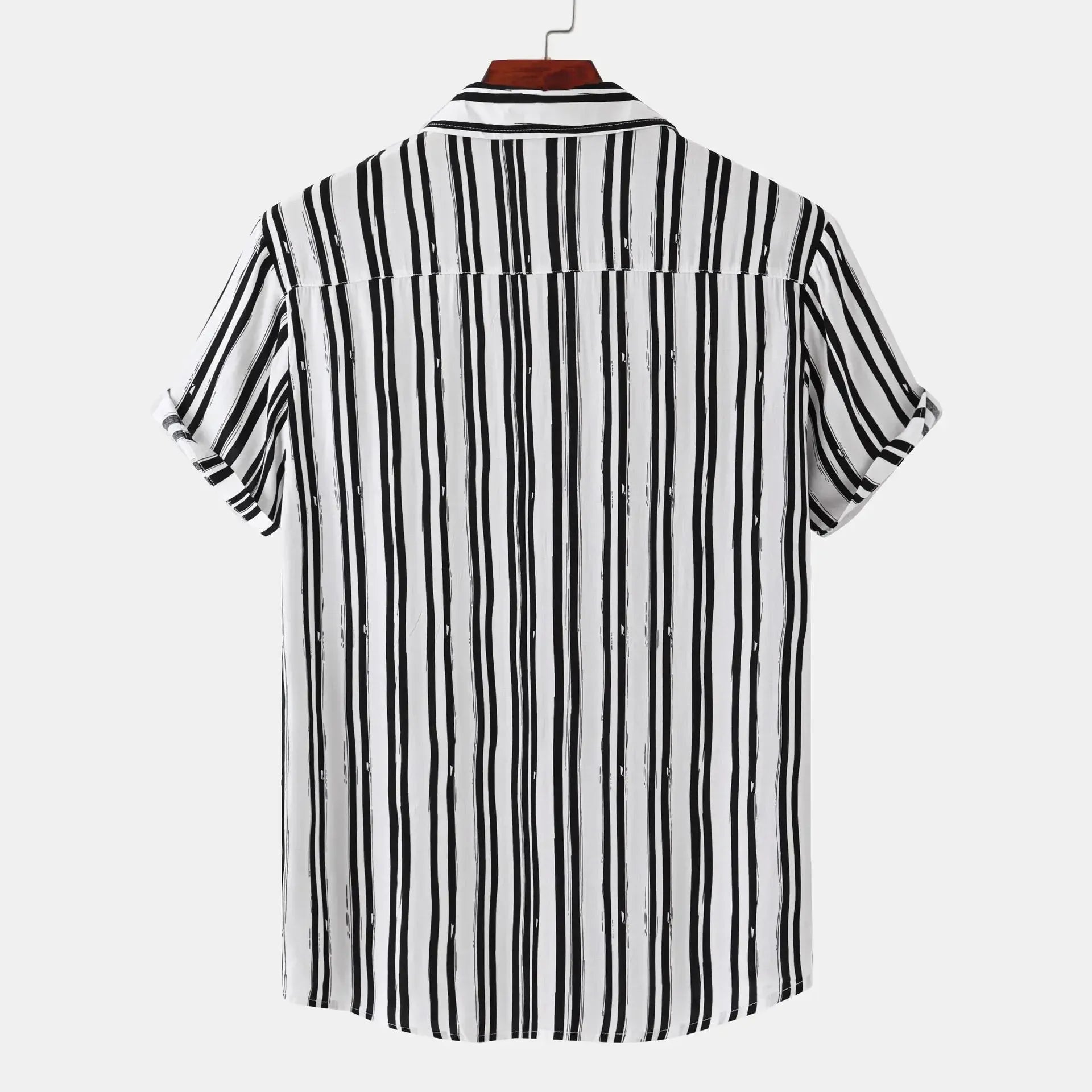 Men's Plus Size Striped Short Sleeve Button-Down Shirt