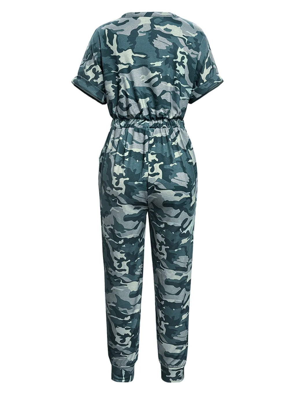 Drawstring Waist Short Sleeve Jumpsuit