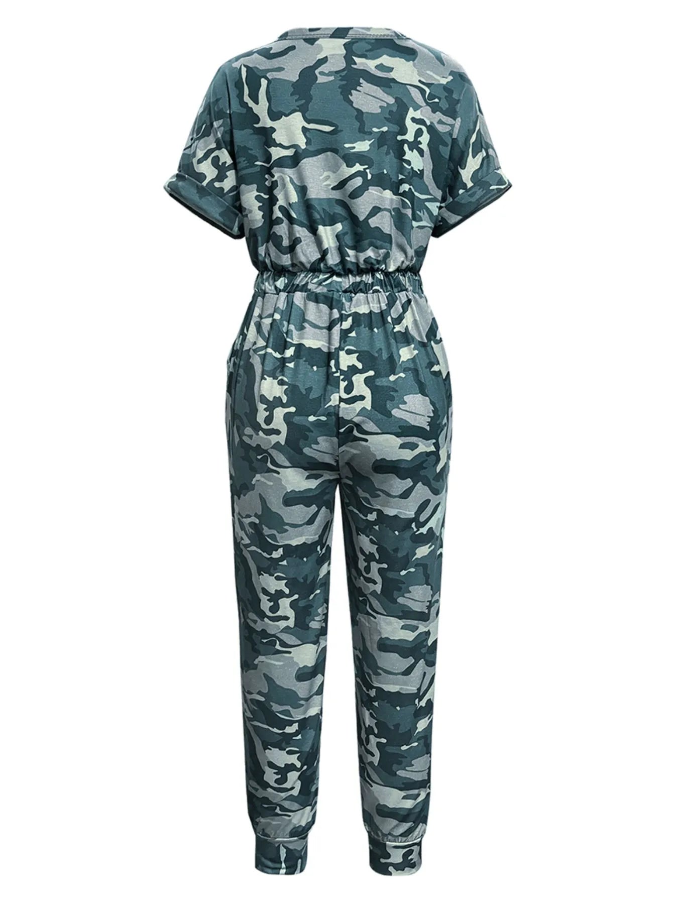 Drawstring Waist Short Sleeve Jumpsuit