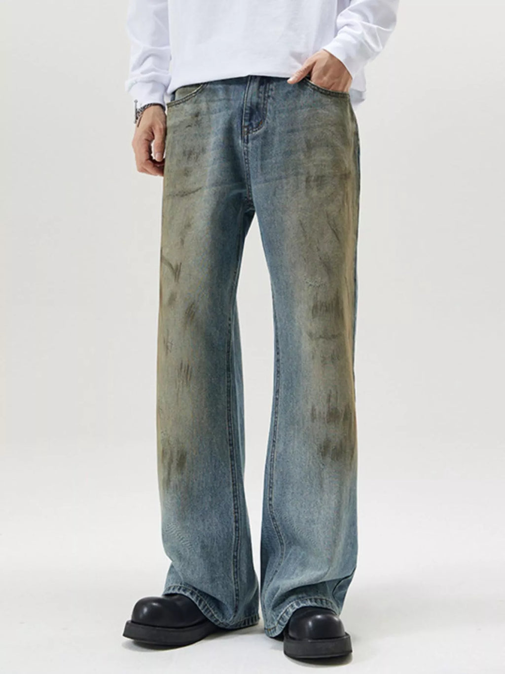 Men's Full Size Wide Leg Relaxed Fit Jeans Plus Size