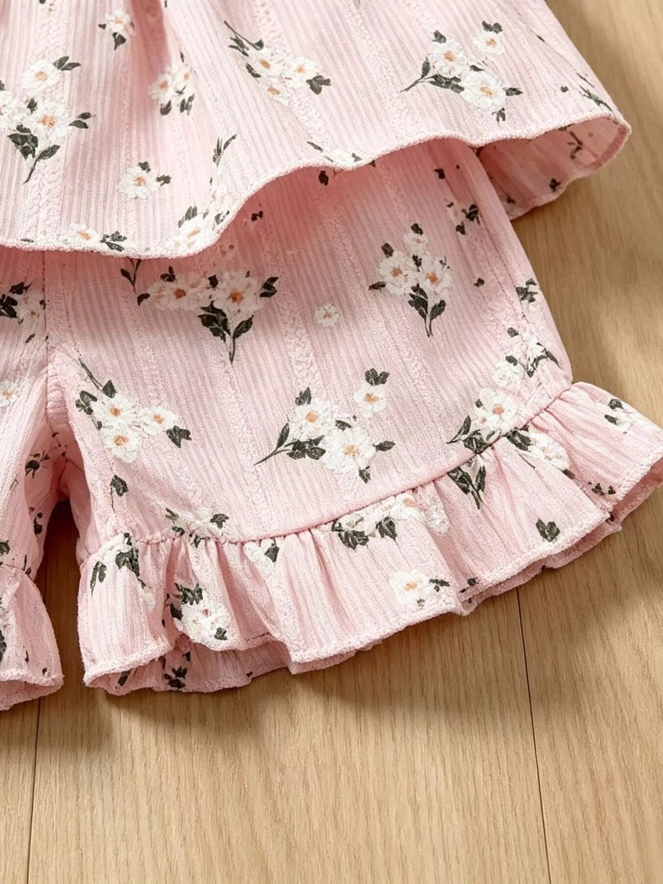 Children's Floral Print Bow Top and Shorts Set