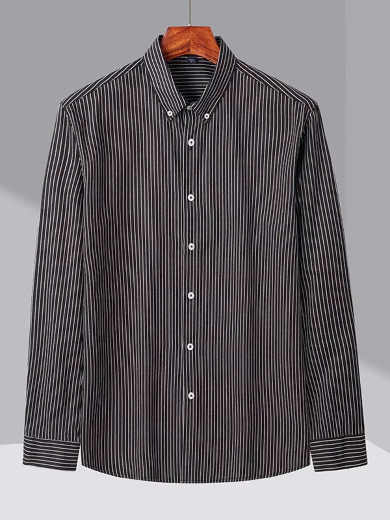 Men's Full Size Casual Striped Button-Down Shirt Plus Size