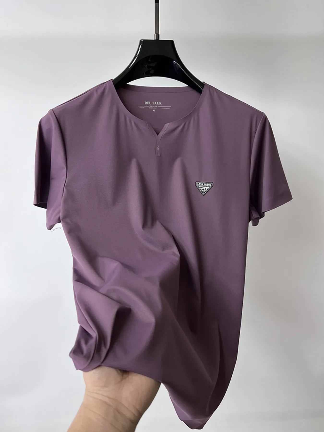 Men's Plus Size Notched Short Sleeve T-Shirt