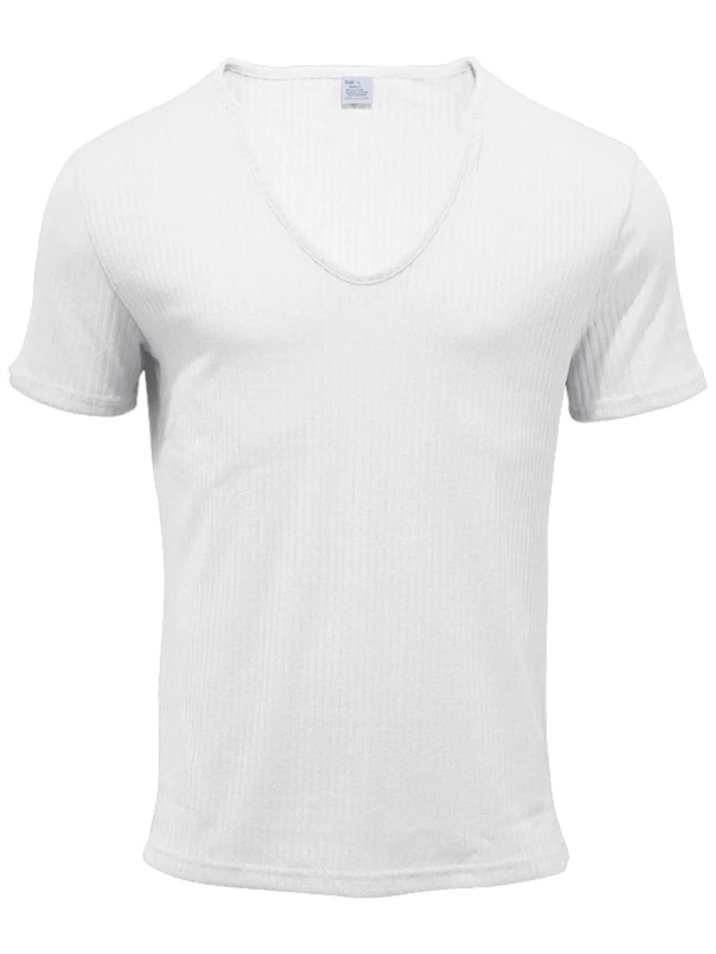 Men's Full Size Ribbed V-Neck T-Shirt Plus Size