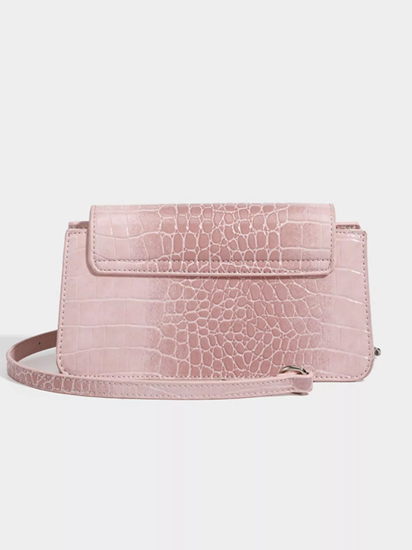 Crocodile Embossed Flap Crossbody Bag