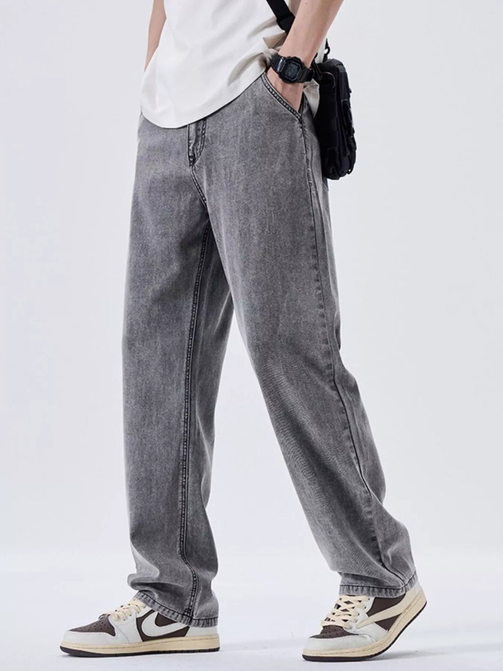Men's Wash Wide Leg Jeans