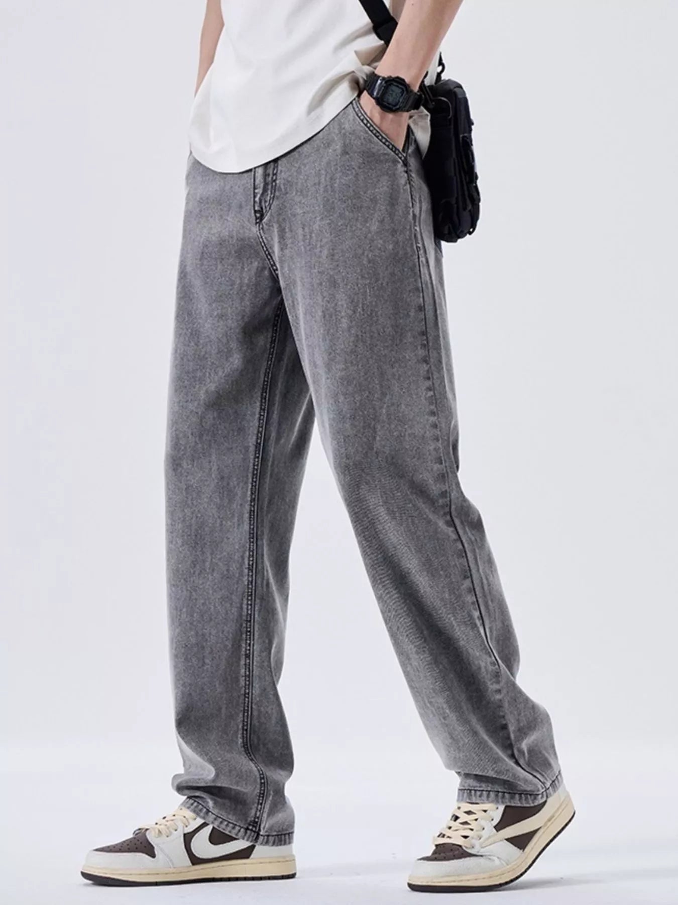 Men's Wash Wide Leg Jeans