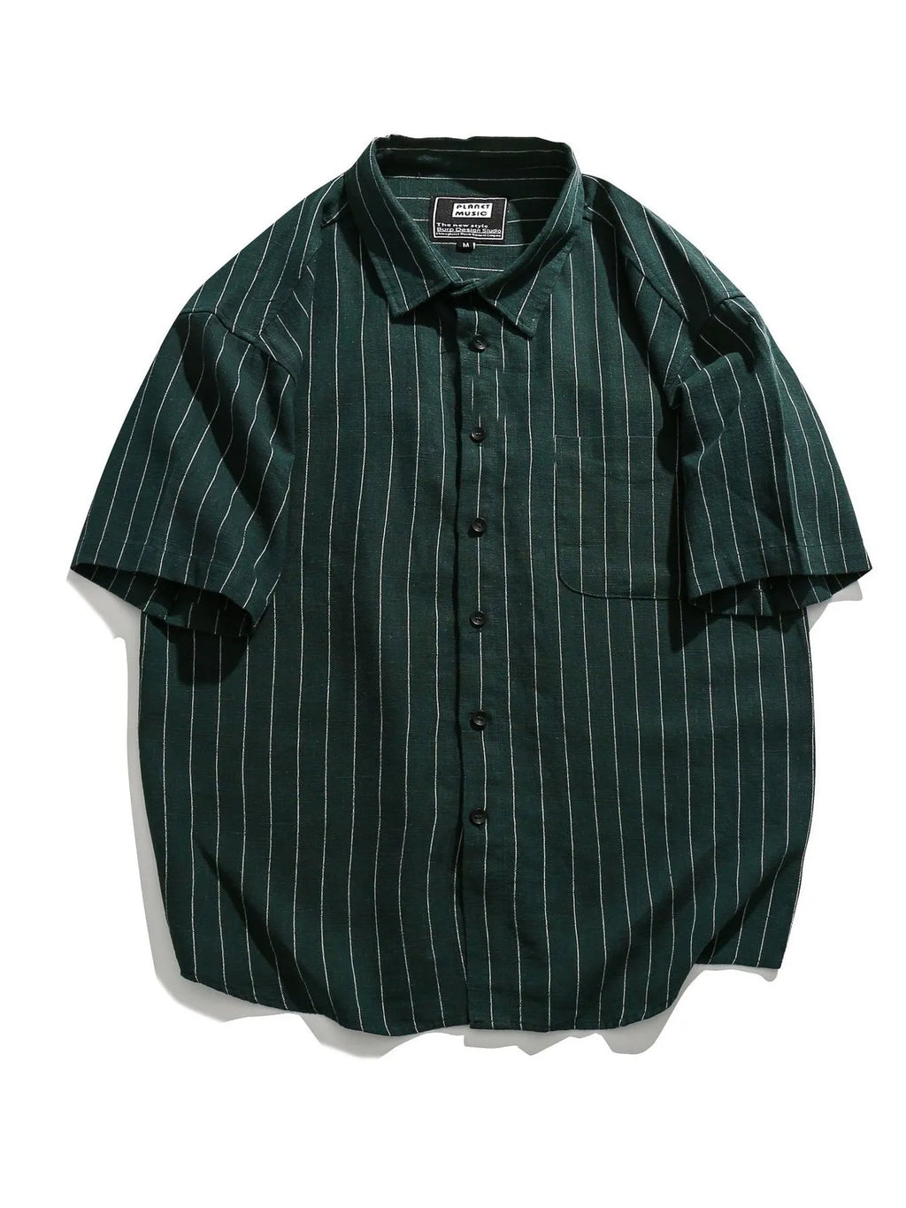 Men's Striped Button Up Short Sleeve Shirt