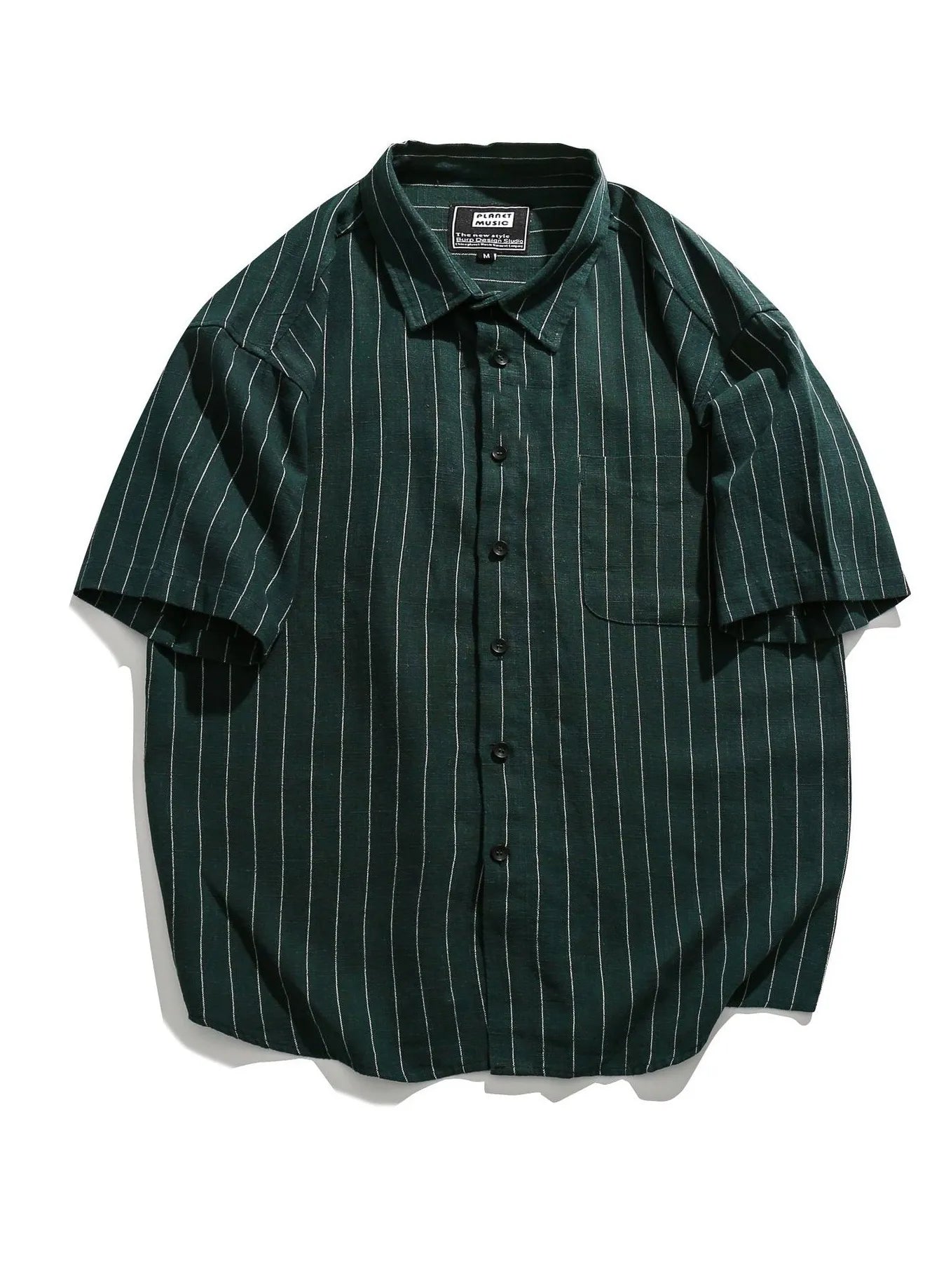 Men's Striped Button Up Short Sleeve Shirt