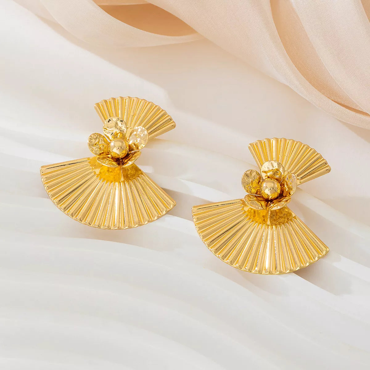 18K Gold-Plated Alloy Fan Earrings