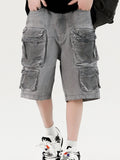 Men's Wide Leg Cargo Denim Shorts