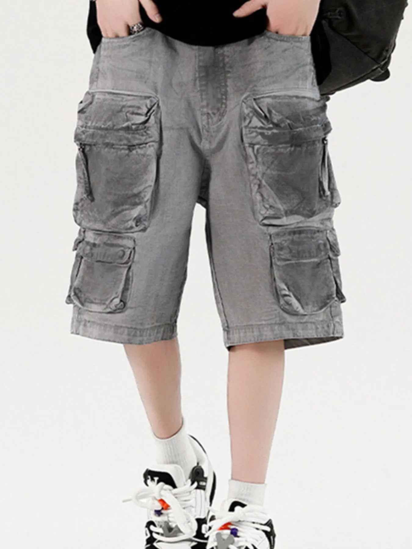 Men's Wide Leg Cargo Denim Shorts