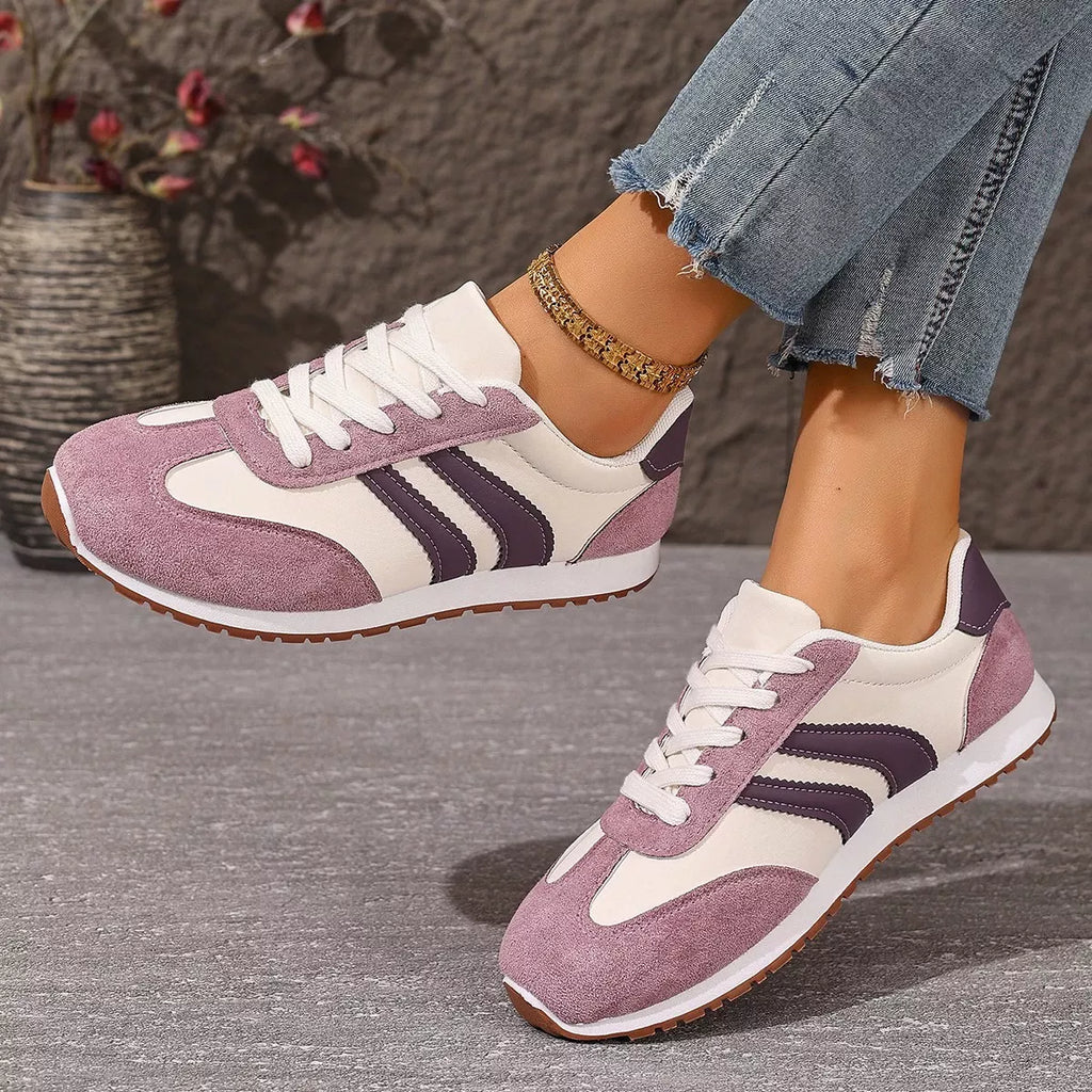 Striped Lace-Up Casual Sneakers