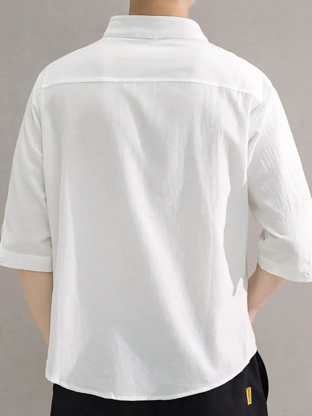 Men's Plus Size Button Up Roll-Up Sleeve Shirt