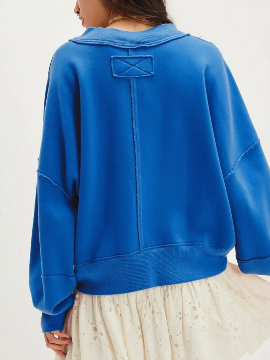 Exposed Seam Dropped Shoulder Sweatshirt
