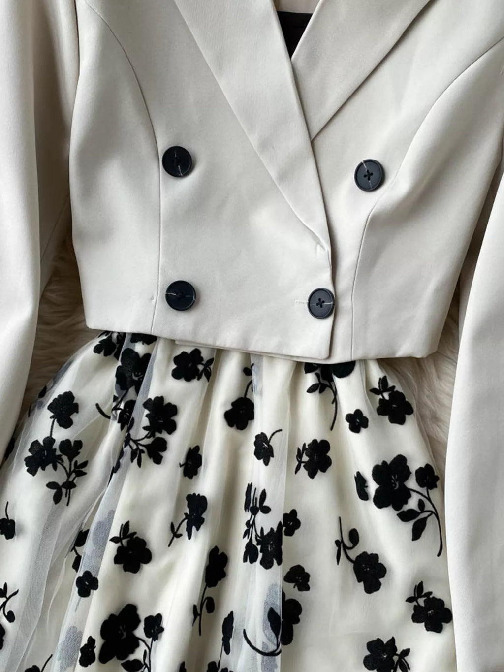 Floral Mesh Dress & Blazer Set