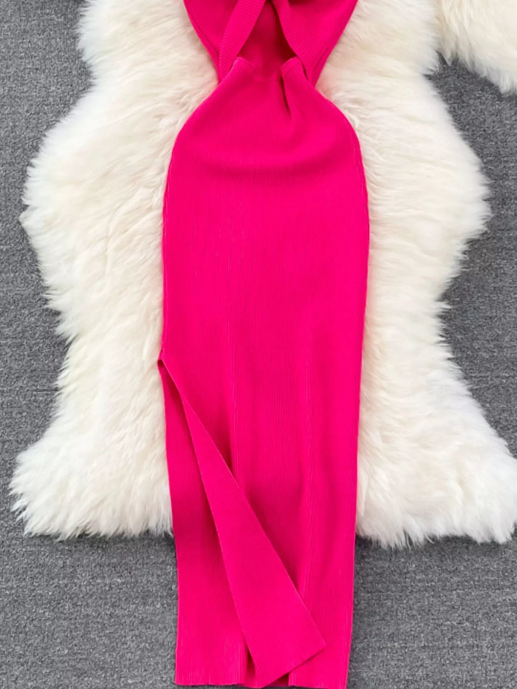 Knot Back Sleeveless Knit Bodycon Midi Dres