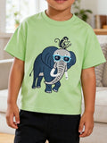 Children's Elephant Graphic Round Neck T-Shirt