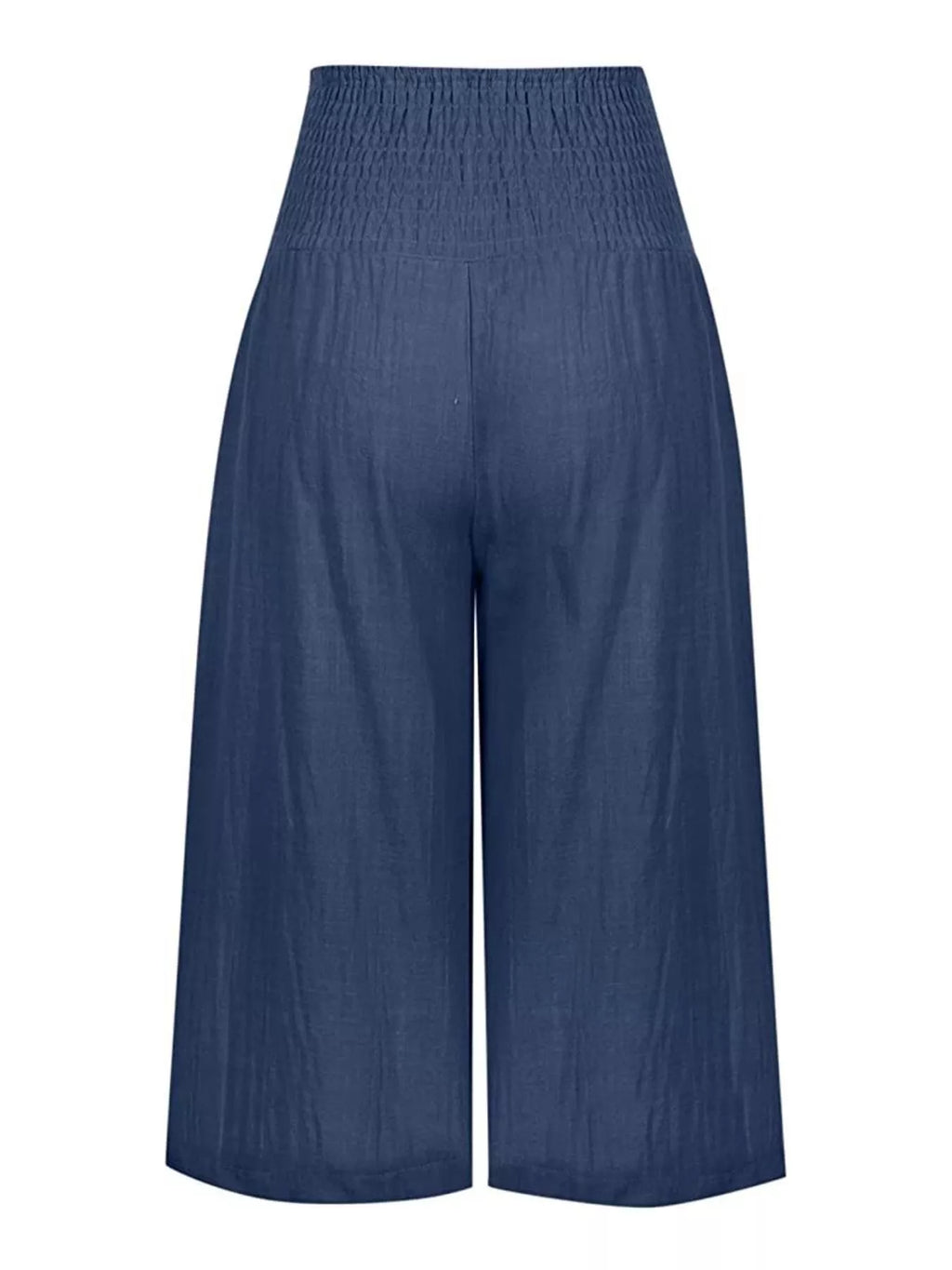 Smocked Wide-Leg Capri Pants