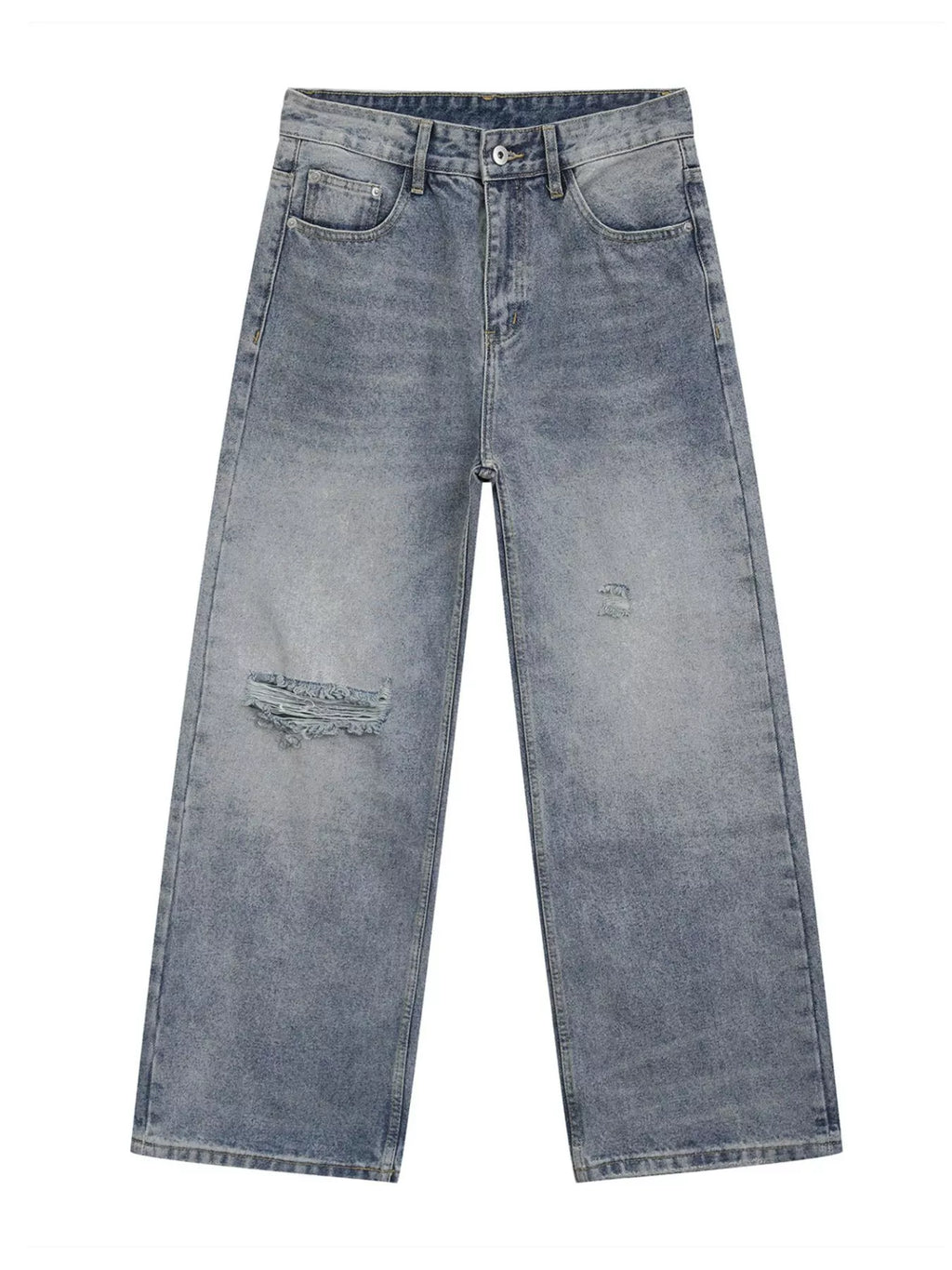 Men's Distressed Wide-Leg Jeans