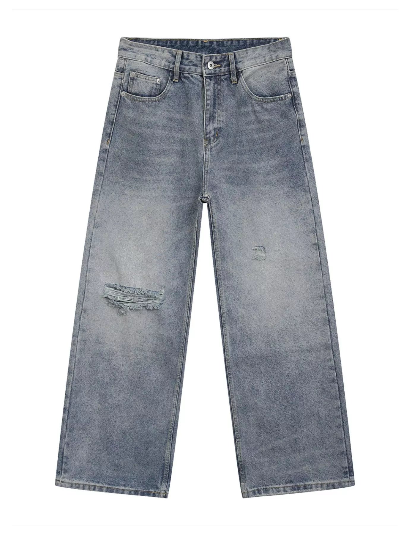 Men's Distressed Wide-Leg Jeans