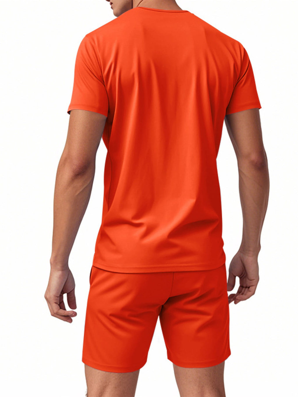 Men's Full Size V-Neck Short Sleeve T-Shirt and Shorts Set Plus Size