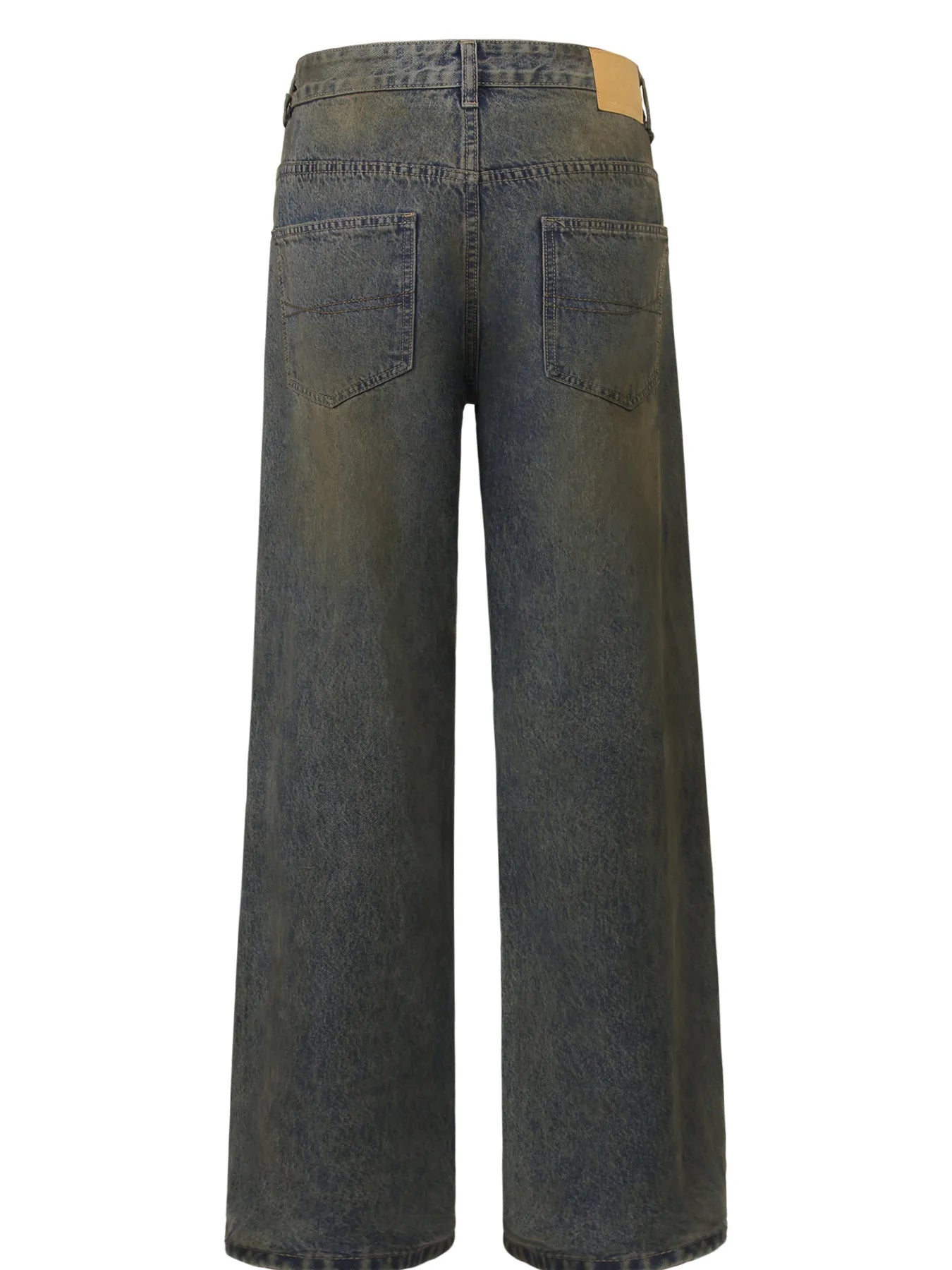 Men's Distressed Wide Leg Vintage Wash Jeans