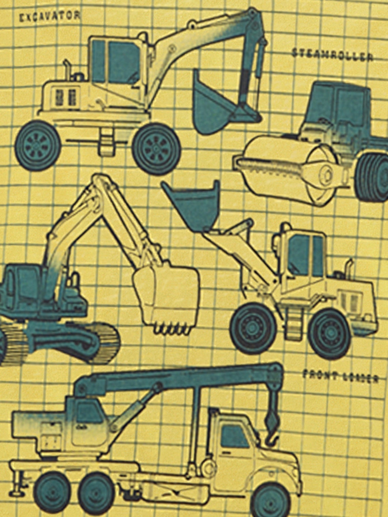 Children's Construction Vehicle Graphic Short Sleeve T-Shirt