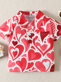Children's Heart Print Short Sleeve Polo