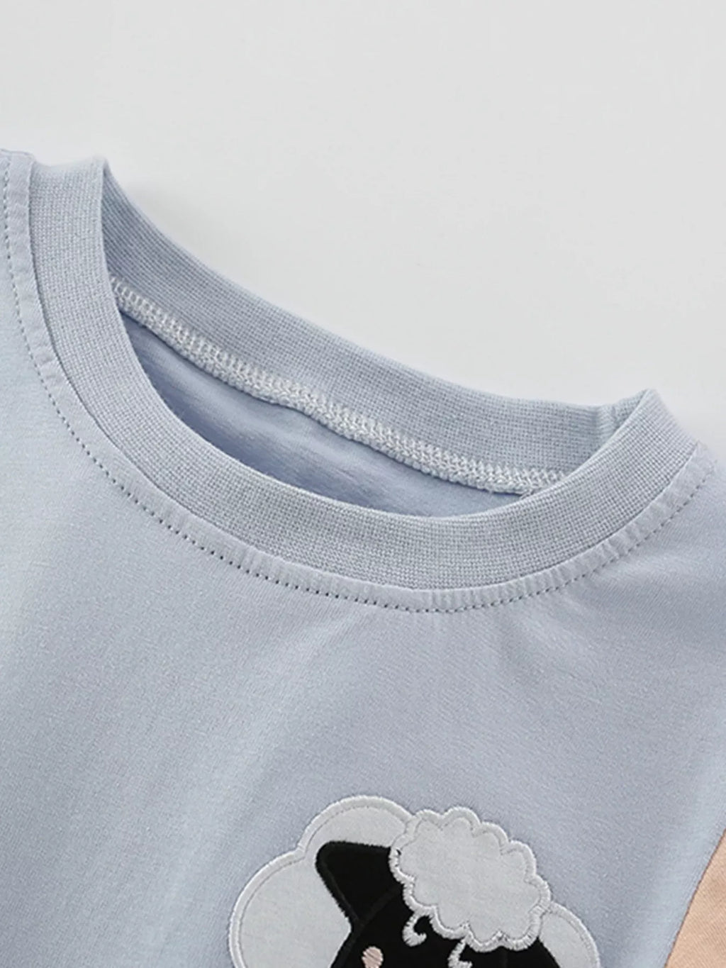 Children's Sheep Color Block Tee and Shorts Set