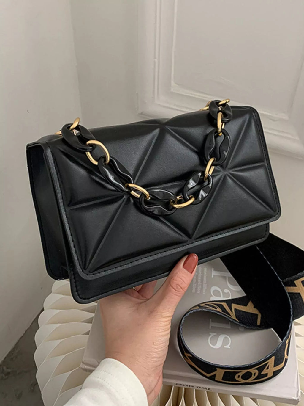 Quilted Adjustable Strap Crossbody Bag