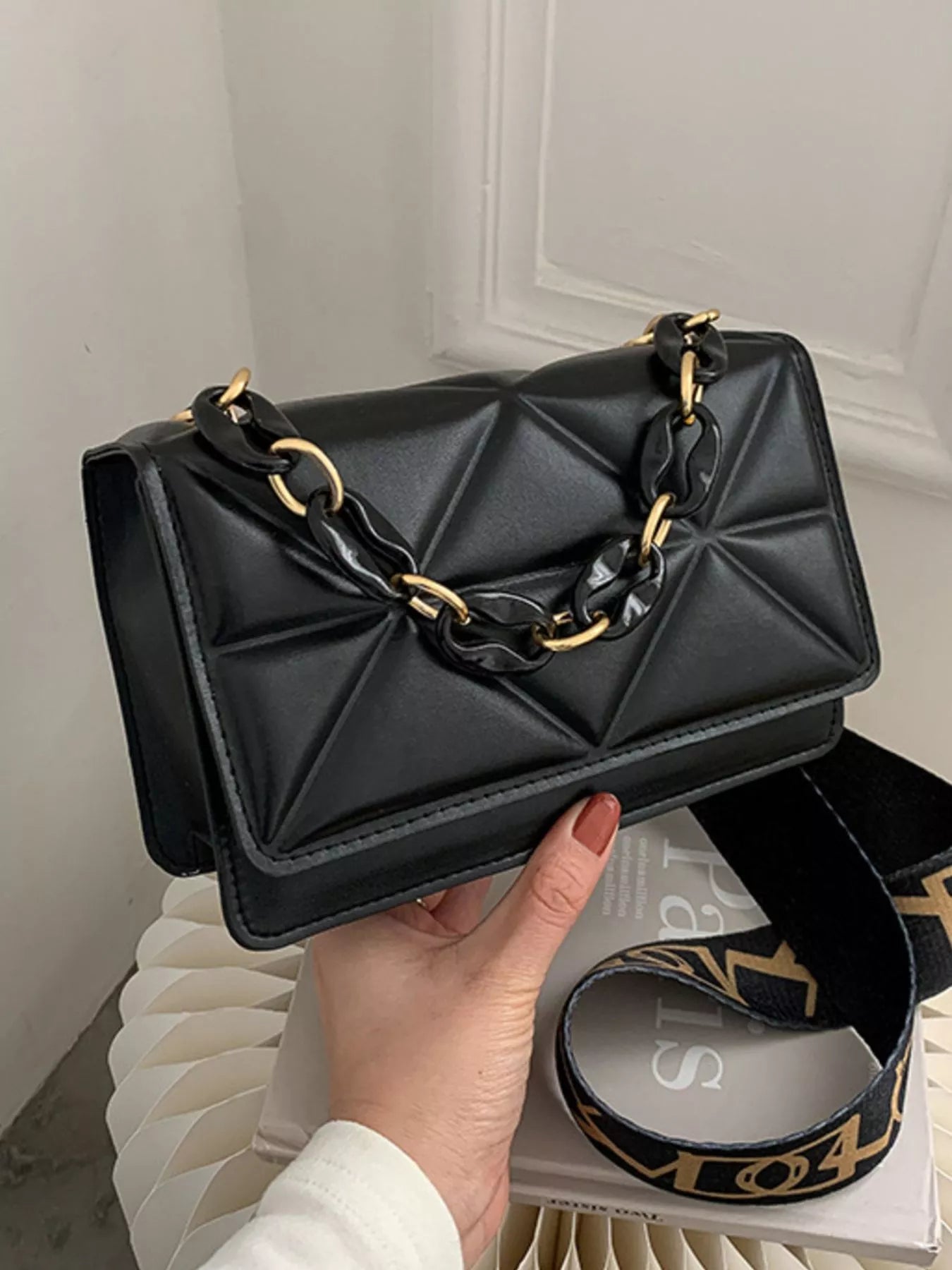 Quilted Adjustable Strap Crossbody Bag
