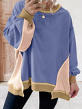 Color Block Waffle Knit Long Sleeve Sweatshirt