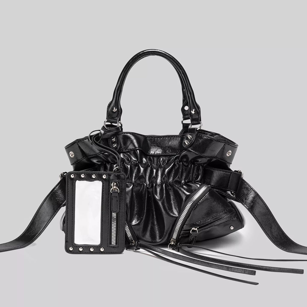 Ruched Leather Crossbody Bag