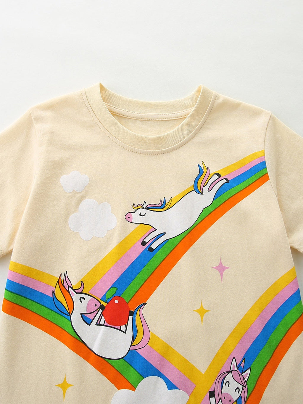 Children's Rainbow Unicorn Graphic Round Neck T-Shirt