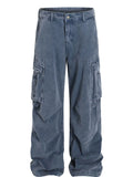 Men's Wide-Leg Cargo Jeans with Side Pockets