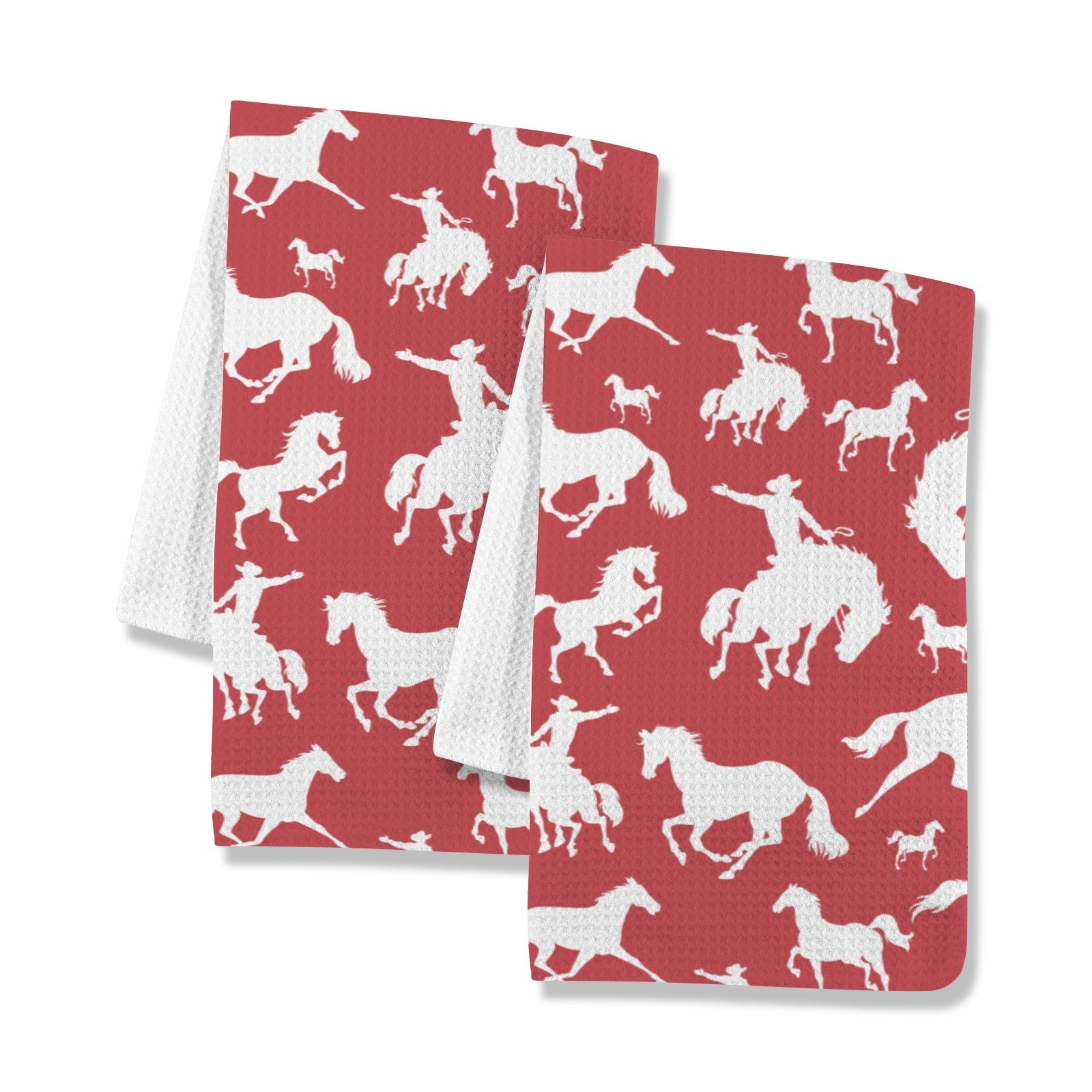 Baha Ranch Red Rodeo Cowboy Set of 2 Dish Towels Made in America