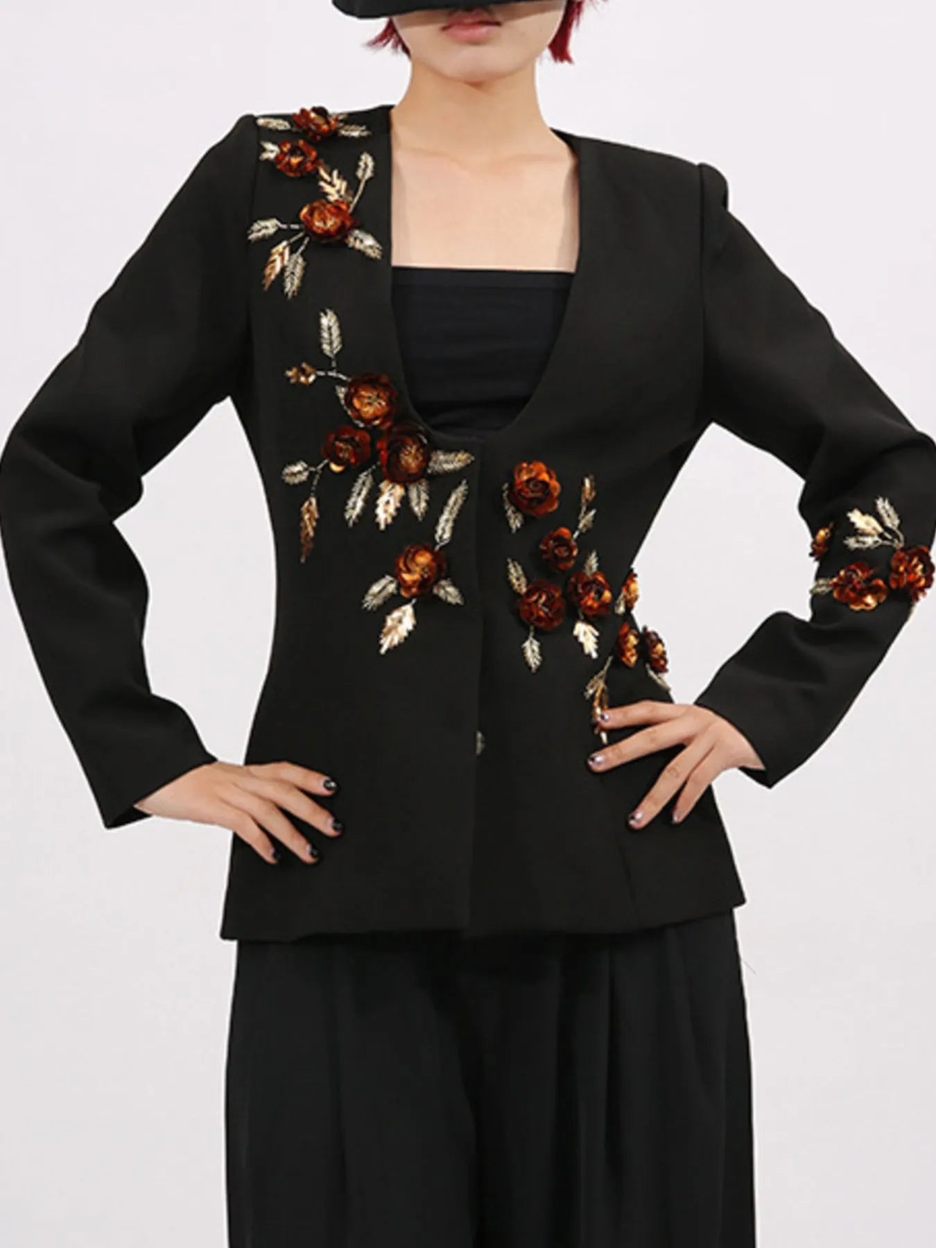Embroidered Long Sleeve Blazer